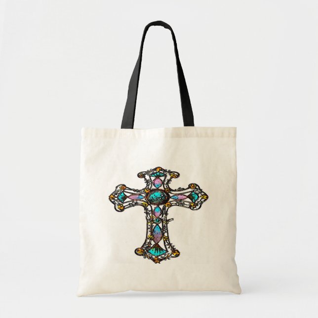 Pink Blue Religious Cross Bag (Front)