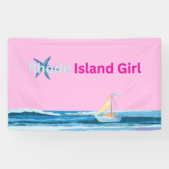 Pink Blue Rhode Island Ocean Sea Banner (Horizontal)