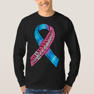 Pink Blue Ribbon SIDS Awareness Month Baseball T-Shirt