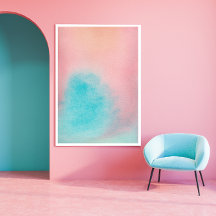 Pink Blue Sky Abstract Watercolour Print
