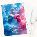 Pink Blue Smoke Boxing Glove Sport Gender Reveal Invitation<br><div class="desc">A Boxing Sport themed Baby Gender Reveal invitation. The editable invite template features blue and pink boxing gloves surrounded by smoke. The white typography text reads Blue or Pink,  what do you think ? Personalize by editing the digital or printed invitation with your event details.</div>