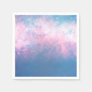 Pink & Blue Starry Cosmic Cotton Candy Sky Wedding Napkin
