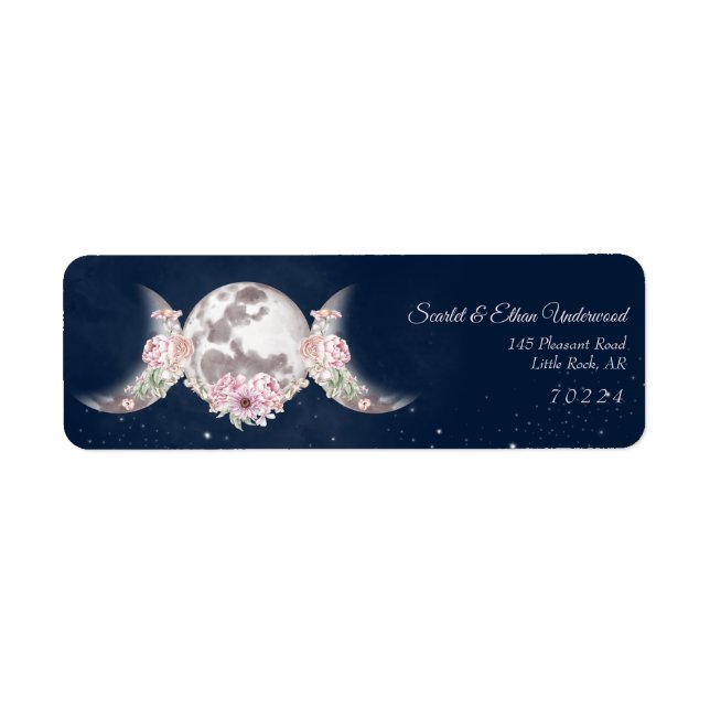 Pink & Blue Starry Night Triple Moon Return Addres (Front)