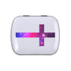 Pink Blue Stars Cross White