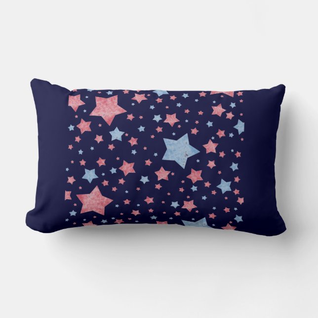 Pink + Blue Stars Lumbar Cushion (Front)