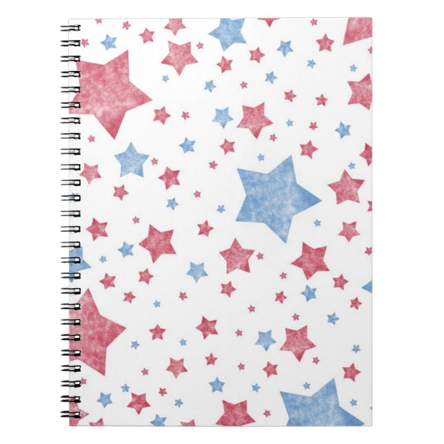 Pink + Blue Stars Spiral Notebook (Front)