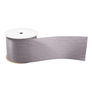 Pink & Blue Striped Minimalist Vintage Elegant Satin Ribbon