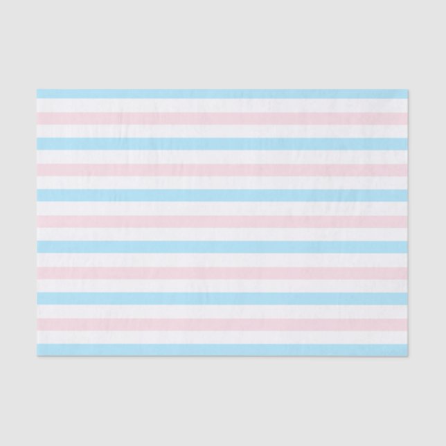 Pink Blue Stripes Gender Reveal Tissue Paper (Front)