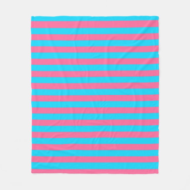 Pink Blue Stripes Pattern  Fleece Blanket (Front)
