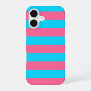 Pink Blue Stripes Pattern iPhone 16 Case