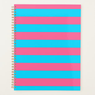 Pink Blue Stripes Pattern Planner