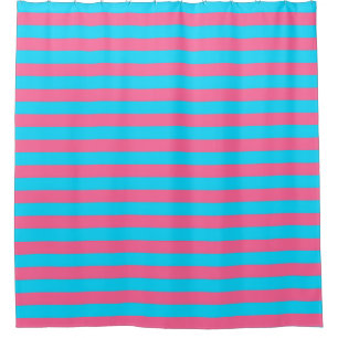 Pink Blue Stripes Pattern  Shower Curtain