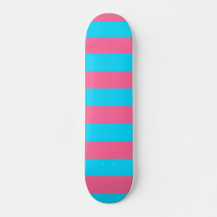 Pink Blue Stripes Pattern Skateboard