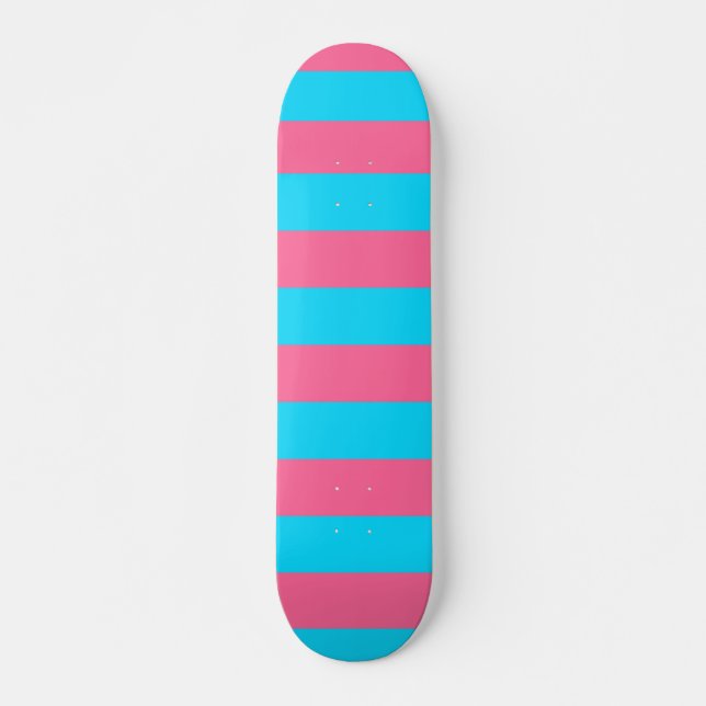 Pink Blue Stripes Pattern  Skateboard (Front)