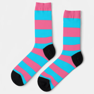 Pink Blue Stripes Pattern Socks