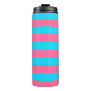 Pink Blue Stripes Pattern Thermal Tumbler