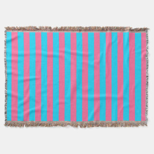 Pink Blue Stripes Pattern Throw Blanket