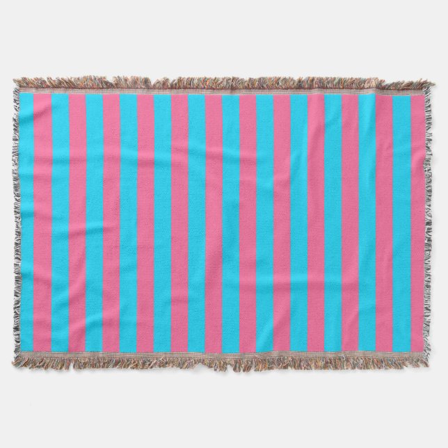 Pink Blue Stripes Pattern  Throw Blanket (Front)