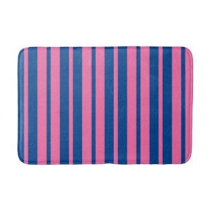 Pink Blue Stylish Stripes Pattern Design Bath Mat