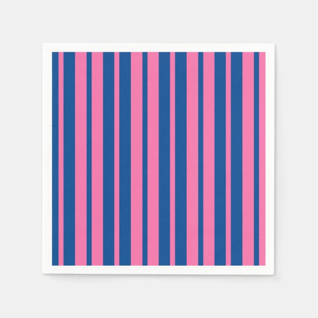 Pink Blue Stylish Stripes Pattern Design  Napkin (Front)