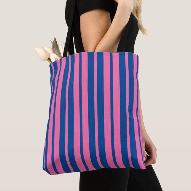 Pink Blue Stylish Stripes Pattern Design  Tote Bag (Creator Uploaded)