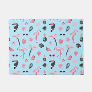 Pink & Blue Summer Tropical Pattern Doormat
