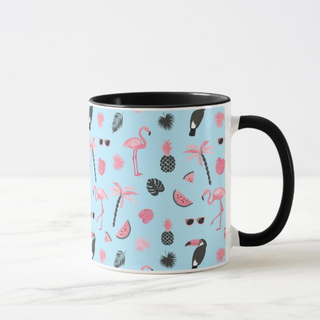 Pink & Blue Summer Tropical Pattern Mug (Right)