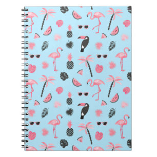Pink & Blue Summer Tropical Pattern Notebook
