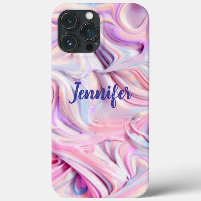 Pink Blue Swirls Custom Case-Mate iPhone Case (Back)