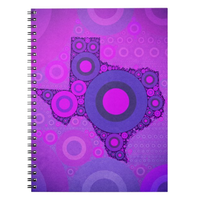 Pink Blue Texas Mosaic Spiral Notebook (Front)
