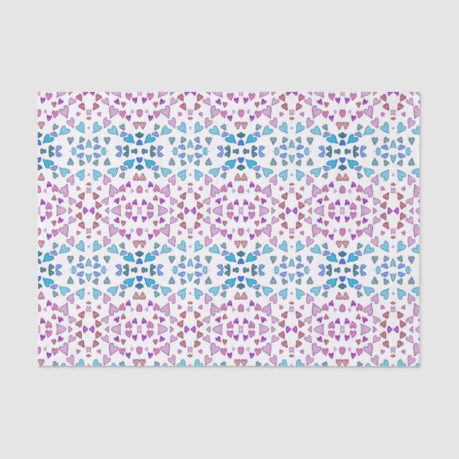 Pink Blue Tiny Hearts Tissue Paper (Front)