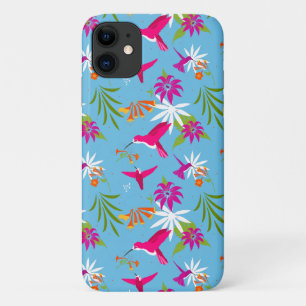 Pink Blue Tropical Hummingbird Patterned Case-Mate iPhone Case