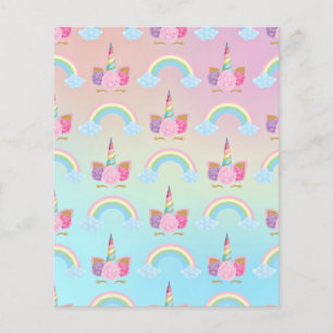 Pink Blue Unicorn Clouds Pattern Scrapbook Paper