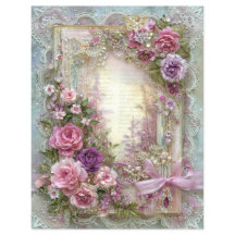 Pink Blue Vintage Junk Journal Scrapbook Paper