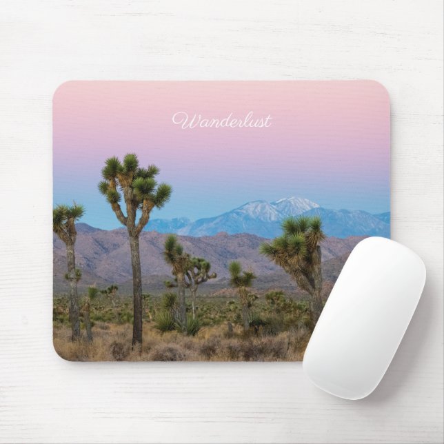 Pink Blue Wanderlust Joshua Tree Desert Sunrise Mouse Pad (With Mouse)
