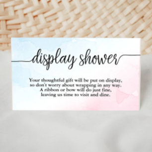 Pink & Blue Watercolor  Display Shower Insert Card