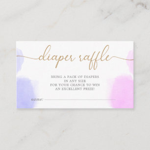 Pink & Blue Watercolor Gold Script Gender Reveal Enclosure Card