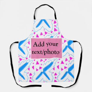 Pink blue watercolor pattern add name text custom apron