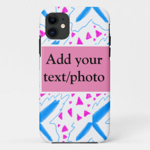 Pink blue watercolor pattern add name text custom Case-Mate iPhone case