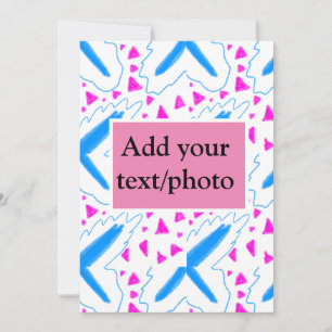Pink blue watercolor pattern add name text custom holiday card