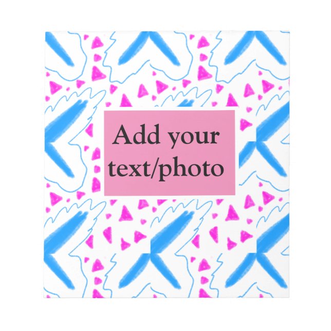 Pink blue watercolor pattern add name text custom notepad (Front)