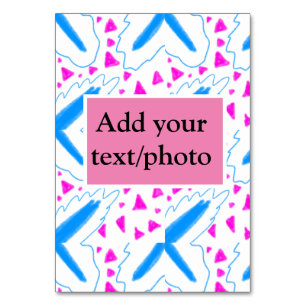 Pink blue watercolor pattern add name text custom table number