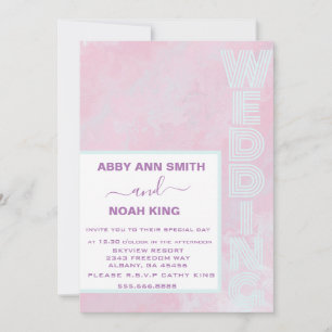 Pink Blue Watercolor Wedding Invitation Minimalist