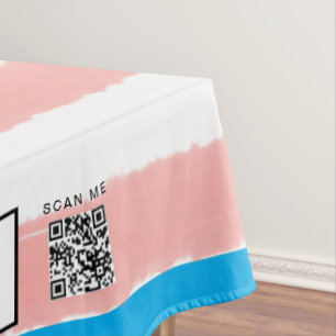 Pink Blue Watercolor White Craft Show 60 x 84 Tablecloth