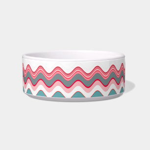 Pink Blue Wavy Zigzag Pattern Bowl