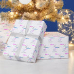 Pink Blue Wedding Rings Bride Groom Silver & White Wrapping Paper<br><div class="desc">This exquisite design is of an elegant pattern featuring pink and blue wedding rings along with three customisable typography fields for the bride's and groom's names and wedding date personalisation. The charming pattern is set against a sophisticated white background, making it an ideal choice for wedding gift wrapping. For special...</div>