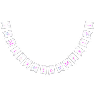 Pink, Blue Wedding Rings Miss to Mrs Bridal Shower Bunting