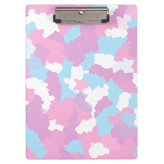 Pink Blue White Camo Abstract Clipboard (Front)