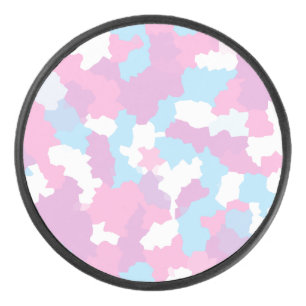 Pink Blue White Camo Abstract Hockey Puck