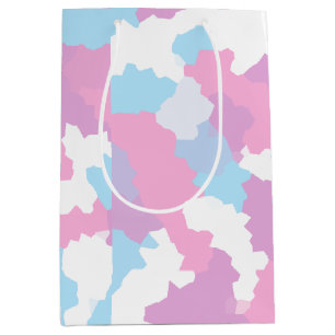 Pink Blue White Camo Abstract Medium Gift Bag